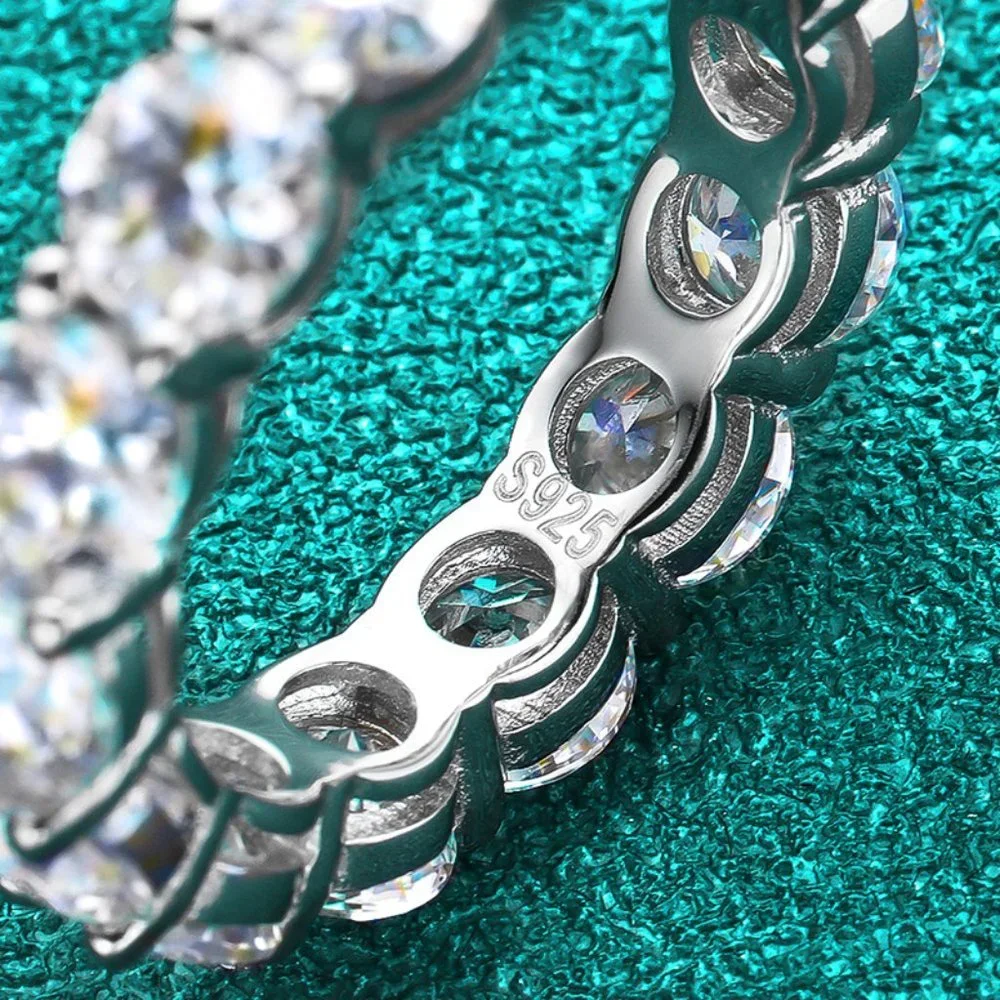 Certified 6~8 ct. t.w. 5mm Moissanite Diamond Full Eternity Band Ring NEW